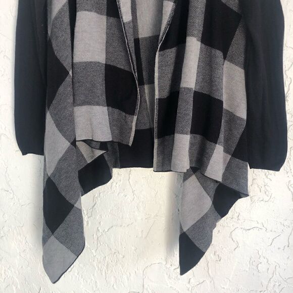 TORRID Open Front Drape Cardigan Sweater Size 0X Buffalo Check - Picture 4 of 8